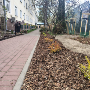 Efekty pracy - uprzątnięta alejka przy budynku DPS